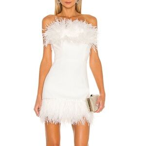 NWT Bronx and Banco Lola Blanc Mink Feather Dress